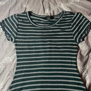 Green and white stripped dress